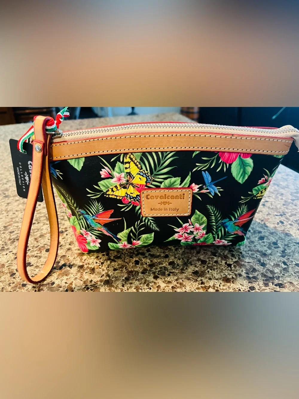 Cavalcanti wristlet with beautiful colors. Clutch or cosmetic pouch wristlet.